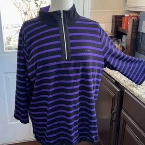 Lauren Ralph Lauren Purple and Black Striped Hoodie